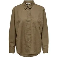 ONLY Blusenshirt Oversized Basic Leinen Business ONLTOKYO ONLTOKYO L/S LINEN BLEND SHIRT PNT NOOS