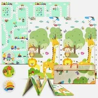 HEYHIPPO Spielmatte Faltbare Babyspielmatte 200x180cm Graffitimatte große Krabbelmatte (Zwei Größen 1,5 oder 2 m, Dicke 1 cm, Sichere wendbare, tragbare, extra große doppelseitige Krabbelmatte), Haushaltsbodenmatte wasserdicht rutschfest geruchlos mi