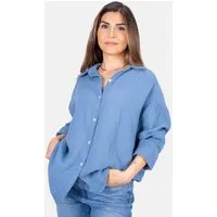 Seasons of April Hemdbluse Oversized Musselinbluse Sasha (1-tlg) Kurze Musselin Hemdbluse mit Knopfverschluss aus 100% Baumwolle