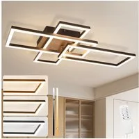 ZMH LED Deckenleuchte Schwarz/Silber, 36 W, dimmbar, 3000-6500 K, CCT, LED fest integriert, rechteckige Deckenlampe mit Fernbedienung für Wohnzimmer