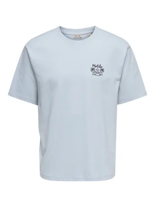 ONLY&SONS - ONSMILO SKETCH LIFE RLX COAST SS TEE Skyway - Gr. - L