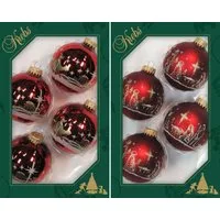 Krebs Glas Lauscha Weihnachtsbaumkugel Heilige Nacht, Weihnachtsdeko rot, Christbaumschmuck (8 St), hochwertige Christbaumkugeln aus Glas, mundgeblasen