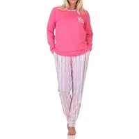 Normann Pyjama Normann Damen Schlafanzug lang in Streifenoptik – auch in Übergröße