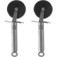 Koopman Pizzaschneider Pizzaroller Pizzamesser Küchenmesser Edelstahl 2 er Set, Edelstahl, Rostfrei, 22x7,5cm, Küchenschneider, gummiert