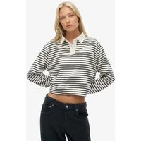 Superdry Langarm-Poloshirt ATH ESS CROPPED STRIPE RUGBY (Packung, 2-tlg) aus Baumwolle und Single Jersey, Oversize-Passform, mit Polokragen