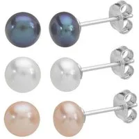 Firetti Ohrstecker-Set Multipack Schmuck Geschenk Perlohrstecker (Set, 6-tlg), mit Süßwasserzuchtperle