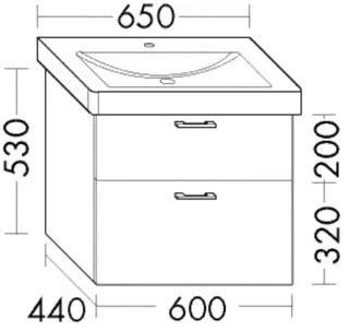 Burgbad Waschtischunterschrank zu Keramik Sys30 PG2 Echo 520x600x440 Eiche Dekor Urban, WUUH060F532 WUUH060F5329