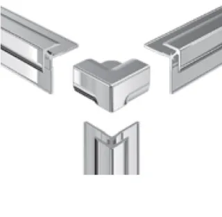 HSK 3D-Ecke, außen, gerade ca. 24 × 24 mm, Alu silber-matt, 930014-1 930014-1