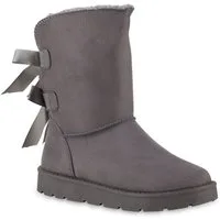 VAN HILL 841501 Winterstiefelette Damen Warm Gefütterte Winter Boots Stiefeletten Schleifen