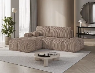 Ecksofa mit Schlaffunktion Sofa PLAY Stoff Tilia Hellbraun Ottomane Links