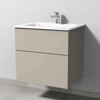 Sanipa 3way Glas-Set Glas-Waschtisch und Unterbau mit 2 Auszügen, Kaschmir-Matt SP2011U