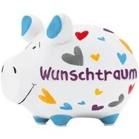 Wurm Spardose KCG Sparschwein "Wunschtraum" Keramik Bunt 12x9x9cm