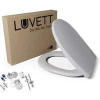 LUVETT WC-Sitz C100 mit Absenkautomatik, Duroplast sanitär, Universelle O-Form (Komplett-Set, Inklusive 3 Befestigungsarten), mit Original SoftClose® Absenkautomatik, Duroplast