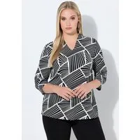 Ulla Popken T-Shirt Shirt grafischer Druck Kelchkragen 3/4-Arm