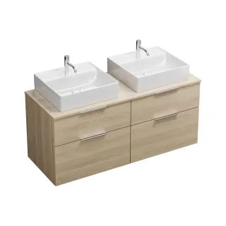 Burgbad Keramik Waschtisch-Set Eqio Eiche Dekor Cashmere/Alpinweiss, SGUR140F3180C0001 SGUR140F3180C0001
