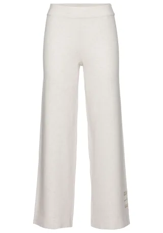 LASCANA - Elbsand LM Knit Wide Leg Pants offwhite mel - Gr. - 42