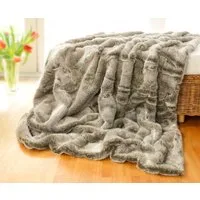 Wohndecke Felldecke (Kunstfelldecke) Grauwolf grau-beige, Wohnen und Accessoires GmbH & Co. KG, Felloptik