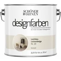 SCHÖNER WOHNEN FARBE Wand- und Deckenfarbe Leichtes Leinenbeige Nr. 10, Tropf- und spritzgehemmt, Konservierungsmittelfrei