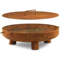 BBQ-Toro Feuerschale Feuerschale Ø 60 cm mit Deckel, Rostoptik, Outdoor Dreibein Feuerstell, (Set, Feuerschale und Deckel), Hitzebeständig