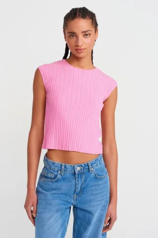 Rippstrick-Crop-Bluse