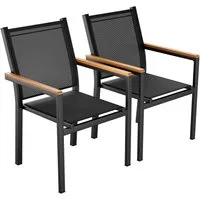 TLGREEN Stapelstuhl (2/4er Set)Aluminium Outdoor-Gartenstuhl,Maximale Belastung 150kg (WPC Handlauf,Balkonstühle, 4 St), für Terrasse, Balkon, Terrasse, Pool, Restaurants