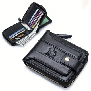 Ekphero Men's RFID Genuine Leather Wallet Large Capacity Multi-card Anti-theft Retro Design Fashion Multifunctional Wall