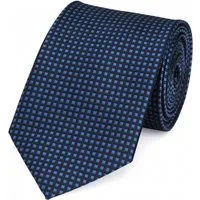 Fabio Farini Krawatte elegante Dunkelblaue Herren Krawatten - Schlips in 8cm (ohne Box, 1-St., Kariert) Breit (8cm), Blau/Schwarz