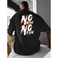 RMK T-Shirt Herren Shirt Basic Rundhals No Risk No Fun aus 100% Baumwolle
