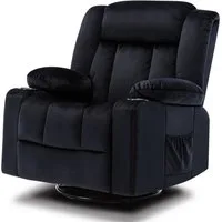 COMHOMA Relaxsessel TV-Sessel Fernsehsessel Ruhesessel mit Wippfunktion, 360° drehbar, Lounge Sessel für Wohnzimmer, Getränkehalter, Seitentaschen