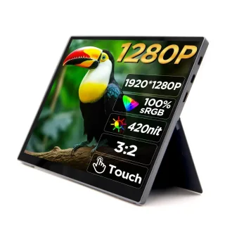 HAILESI 10.5 Inch Touchable FHD 1280P Portable Monitor Computer Gaming Display USB C External Screen for Smartphone Tabl