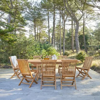Ovale Outdoor Sitzgruppe aus Akazienholz Capri 8