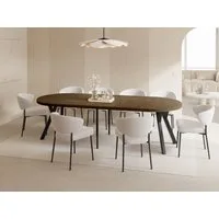 WFL GROUP Esstisch Twixy ausziehbar rund industrial mit schwarzen Holzbeinen (MADE IN EU, erhältlich in 2 Größen – Durchmesser 100 cm, ausziehbar auf 250/300 cm), XXL groß extra lang Ausziehtisch für 5-16 oder 5-14 Personen