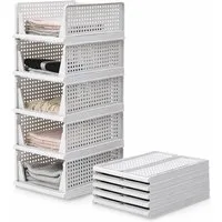 Allyson Organizer Stapelbares Schranksystem Set – Klappbare Kleiderschrank Organizer (Multipack, 5-teiliges Set), Platzsparend faltbar, verstärktes Stecksystem, Belüftungsschlitze