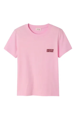American Vintage - T-Shirt mit Logo-Print pink - Gr. - S