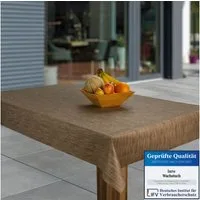 laro Tischdecke Wachstuch-Tischdecken Abwaschbar Leinenoptik Beige Weiß rechteckig