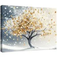 Wallarena Leinwandbild Baum Abstrakt - Blau - Elegant - Wohnzimmer, Baum, 40x30x2cm