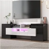 Merax TV-Schrank Hochglanz (1-St) Lowboard mit LED und Stauraum, Fernsehtisch, TV-Ständer, Breit: 145 cm
