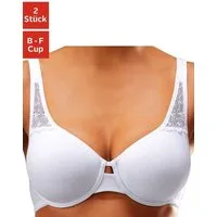 petite fleur by Lascana T-Shirt-BH (Packung, 2 Stück) aus weicher Baumwolle mit Spitzeneinsätzen