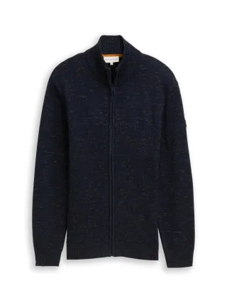 Tom Tailor - Space Dye Strickjacke mit Reißverschluss navy multicolor space dye - Gr. - XXXL