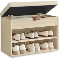 VASAGLE Schuhbank Sitzbank mit gepolstertem Kissen, Schuhregal mit 3 Ebenen, platzsparend, vielseitig einsetzbar, für Flur, Wohnzimmer