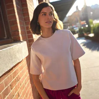 Samtweiches Shirt mit Rundhalsausschnitt, Damen,  Pink, Baumwolle/Polyester-Mischung, by Lands' End