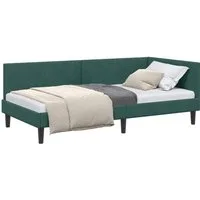 vidaXL Bett Eckbettgestell mit Kopfteil Dunkelgrün 80 cm x 200 cm Samt (1-tlg)