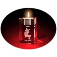 GLASFOTO.COM Teelichthalter Sternzeichen, Geburtstag, Geburtstagsgeschenk, 2D-Motive, Kristallglas