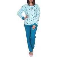 Normann Pyjama Damen fraulicher Langarm Schlafanzug mit Bündchen im klassischen Look