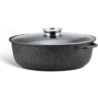 Edenberg Bräter Aluguss Bräter 8L Alugussbräter, Glasdeckel, Gänsepfanne, Gans Ente, Aluminium, Keramik (2-tlg., Zeitloses Design des Topfsets. Eine ideale Geschenkidee)