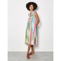 Apricot Midikleid Midi-Kleid aus Baumwolle mit bunten Streifen