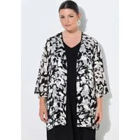 Ulla Popken Sommerjacke Jacke Chiffon-Ausbrenner V-Ausschnitt 3/4-Arm