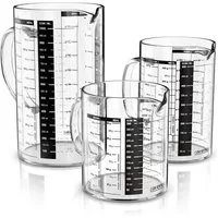 Arendo Messbecher 350ml, 500ml & 1000ml Glas Messkrug Set, Borosilikat, Ausguss & Henkel, Glas, (Set, 3-St., 3x Rührbecher: 0,35 L / 0,5 L / 1 L), Küchenbehälter mikrowellengeeignet für Mehl Zucker Gewürze Süßigkeiten