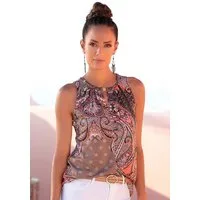 LASCANA Tanktop mit Paisleyprint und Zieraccessoires, lockere Jerseytop