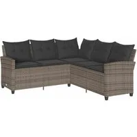 vidaXL Gartenlounge-Set L-förmiges Couchsofa mit Kissen Graues Polyrattan, (1-tlg)